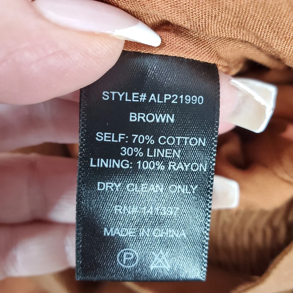 ASTR the label ruffle top jumpsuit linen cotton rust brown size S - Picture 11 of 14